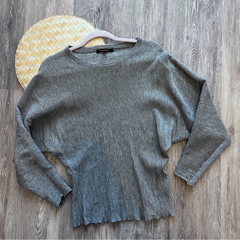 Adolfo Dominguez gray ribbed dolman sweater‎